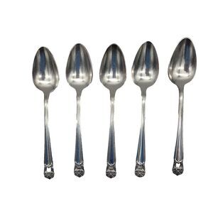 Set of 5 1847 Rogers Bros ETERNALLY YOURS Teaspoons 6" Silverplate Pierced IS